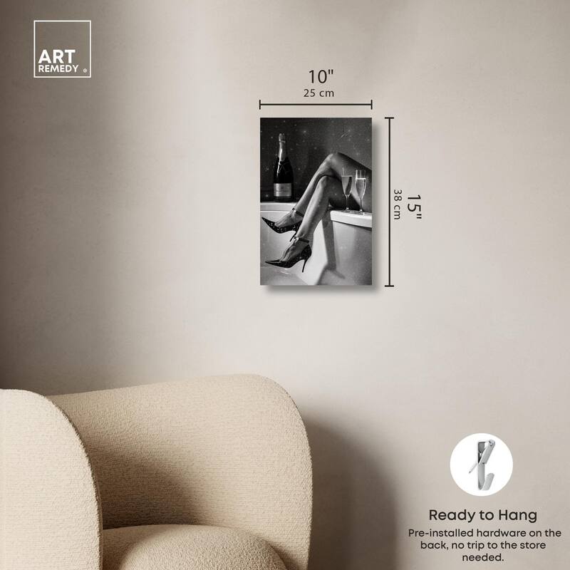 Champagne Bath Glamour Canvas by Art Remedy, Gallery Wrapped