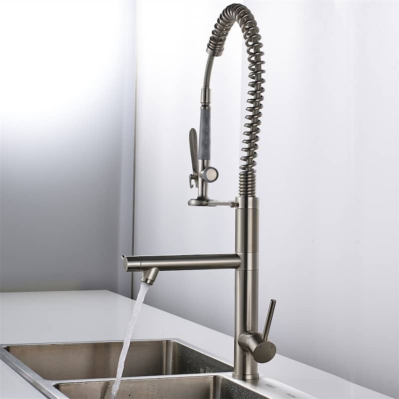 Stainless Steel Single Handle Kitchen Faucet with Pull Down Sprayer