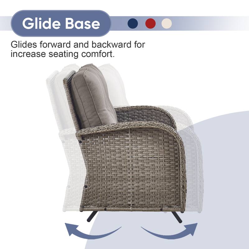 Gymojoy Outdoor Wicker Patio Furniture Loveseat Glider & Chair Set Weather-Resistant