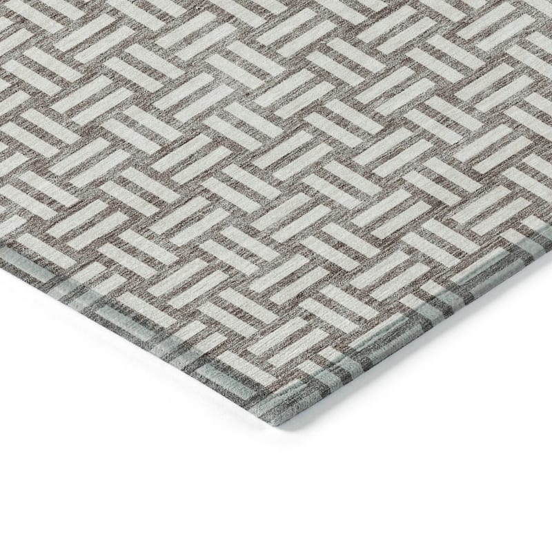 Machine Washable Indoor/ Outdoor Chantille Contempory Crosshatch Rug