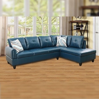 StarHomeLiving Jazz Blue left facing leather Sectional Sofa 2