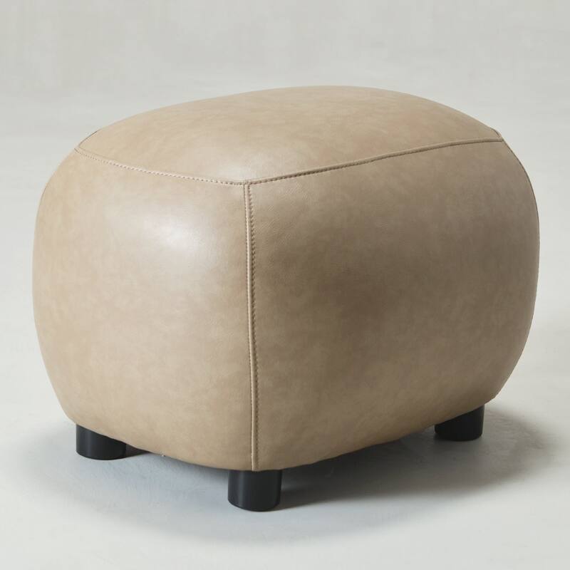 KINWELL 23" Wide Faux Leather Upholstered Ottoman Footrest, PU Entryway Footstool