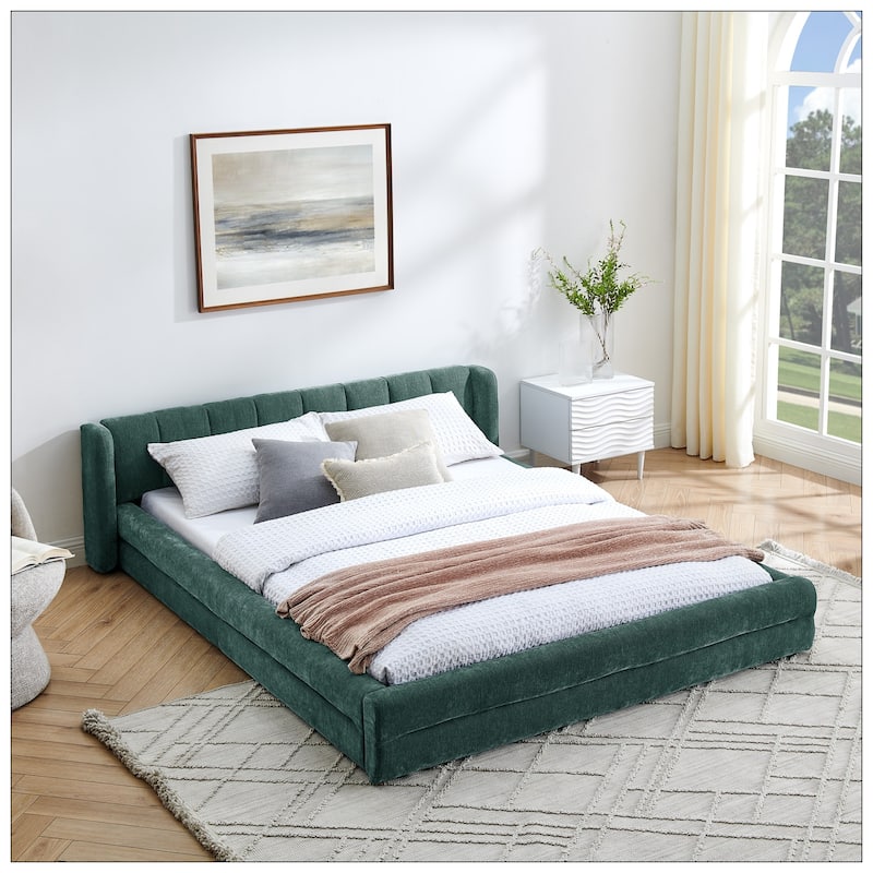 Queen Size Upholstered Bed Frame with Thick Fabric