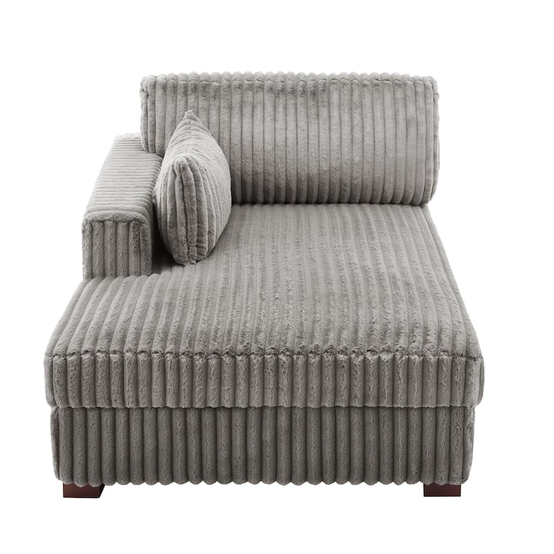 42" W Plush Corduroy Upholstered Chaise Lounge Sleeper for Living