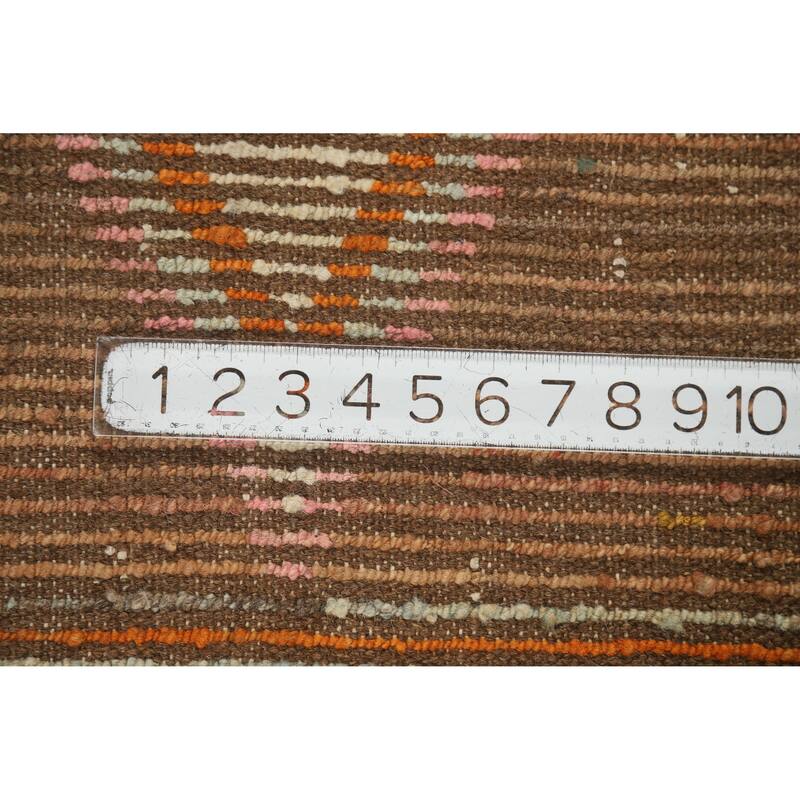 Moroccan Oriental Area Rug Hand-Knotted Brown Modern Wool Carpet - 7'0" x 9'6"