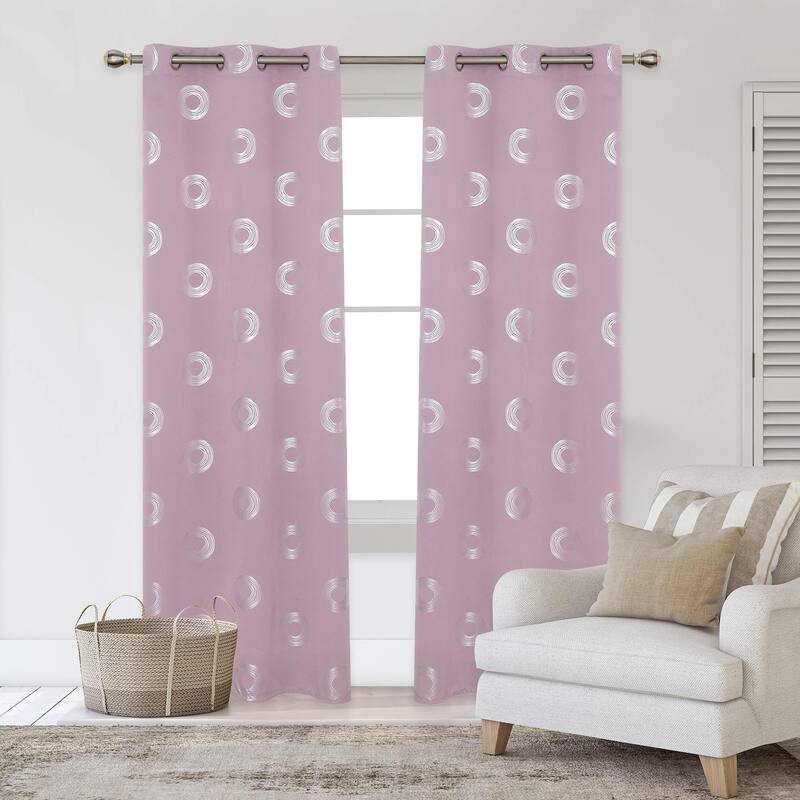 Concentric Circles Pattern Room Darkening Curtain 2 Panels - 42Wx95L-2PC - Lavender Pink