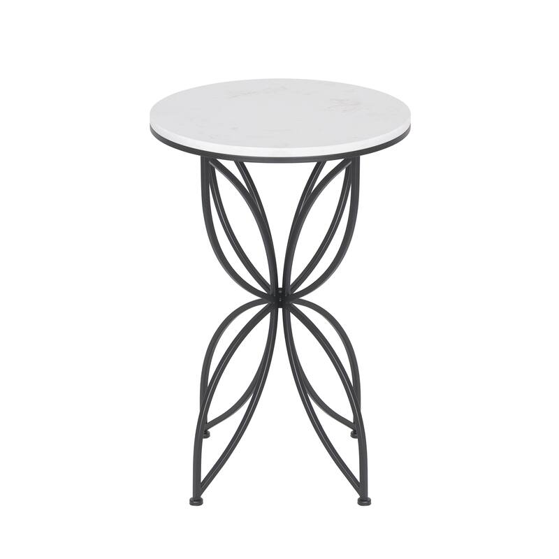 Maypex White Quartz Stone Accent Table