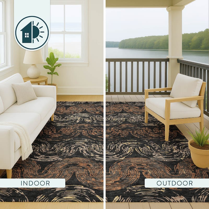 Machine Washable Indoor/ Outdoor Modern Ari Chantille Rug