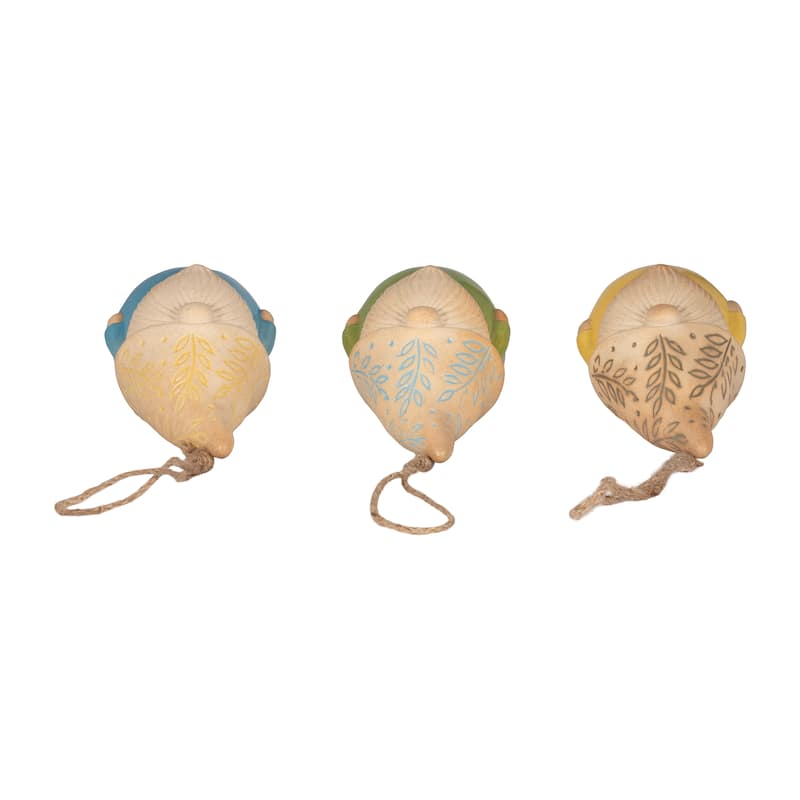 Sagebrook Home Ceramic Gnome Bells, Multi-colored Handcrafted Charms, Set of 3 - 5" x 5" x 7"