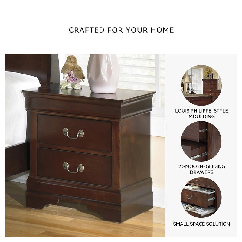 Alisdair Two Drawer Dark Brown Nightstand