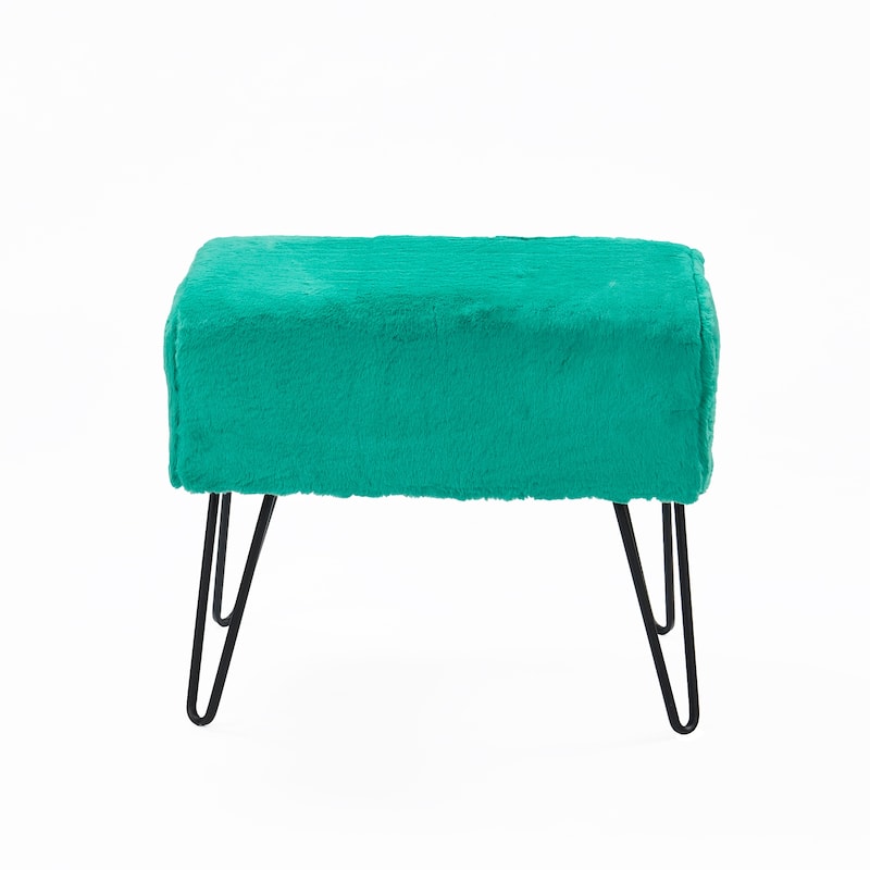 Serenta Solid Color Fauxfur Ottoman