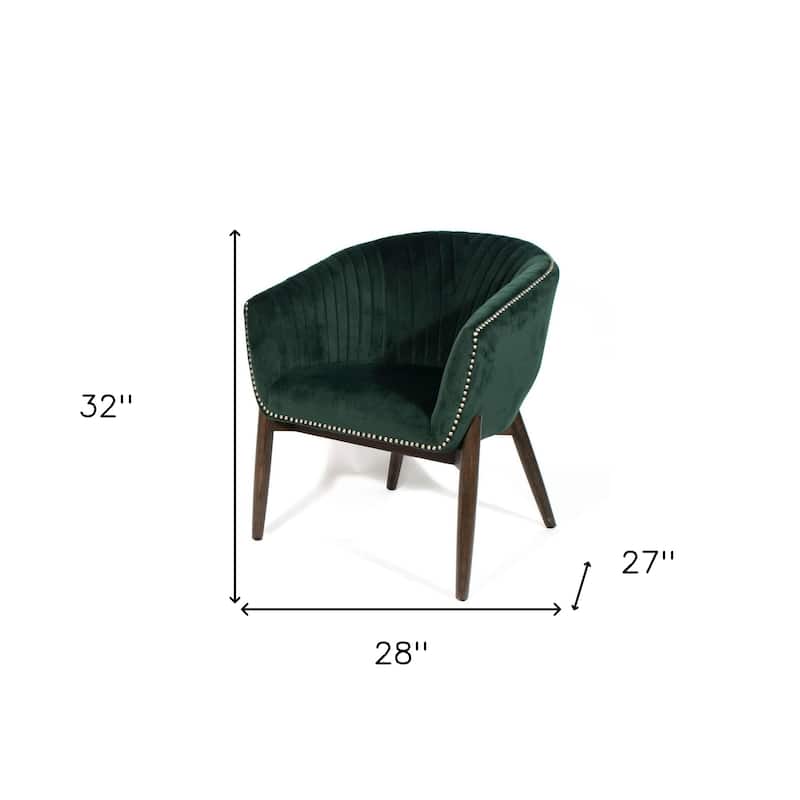 HomeRoots 28" Green And Brown Velvet Arm Chair - 28 in. x 32 in. x 27 in.