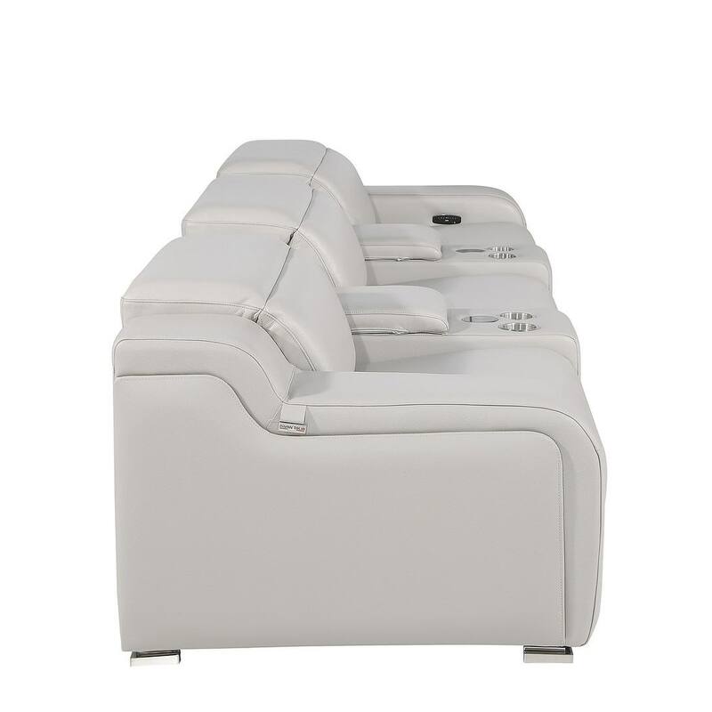 HomeRoots 129" Black Italian Leather Reclining USB Sofa