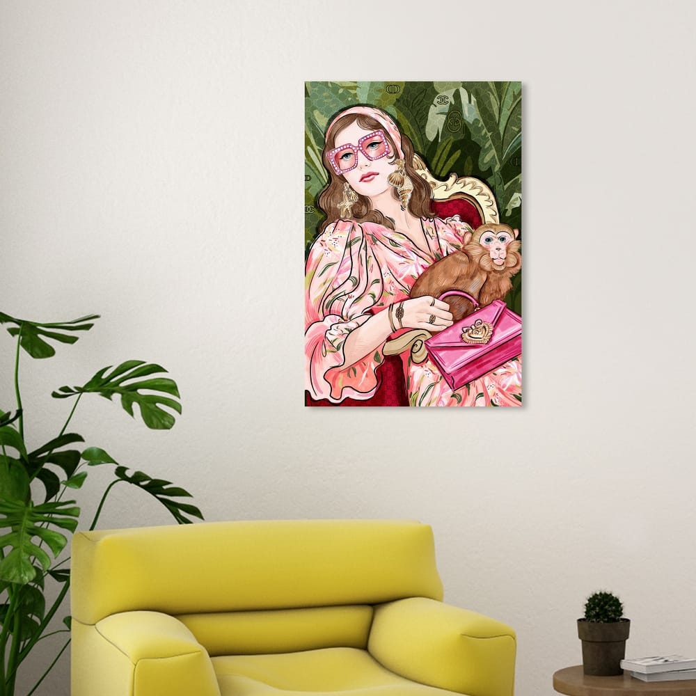 Wynwood Studio Canvas Fashion and Glam Monkey Glam Pink and Glam Wall Art Canvas Print
