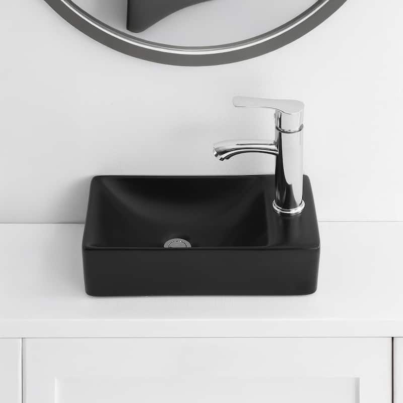 Felix Modern Wall Mounted Rectangular Ceramic Mini Sink, By JONATHAN Y