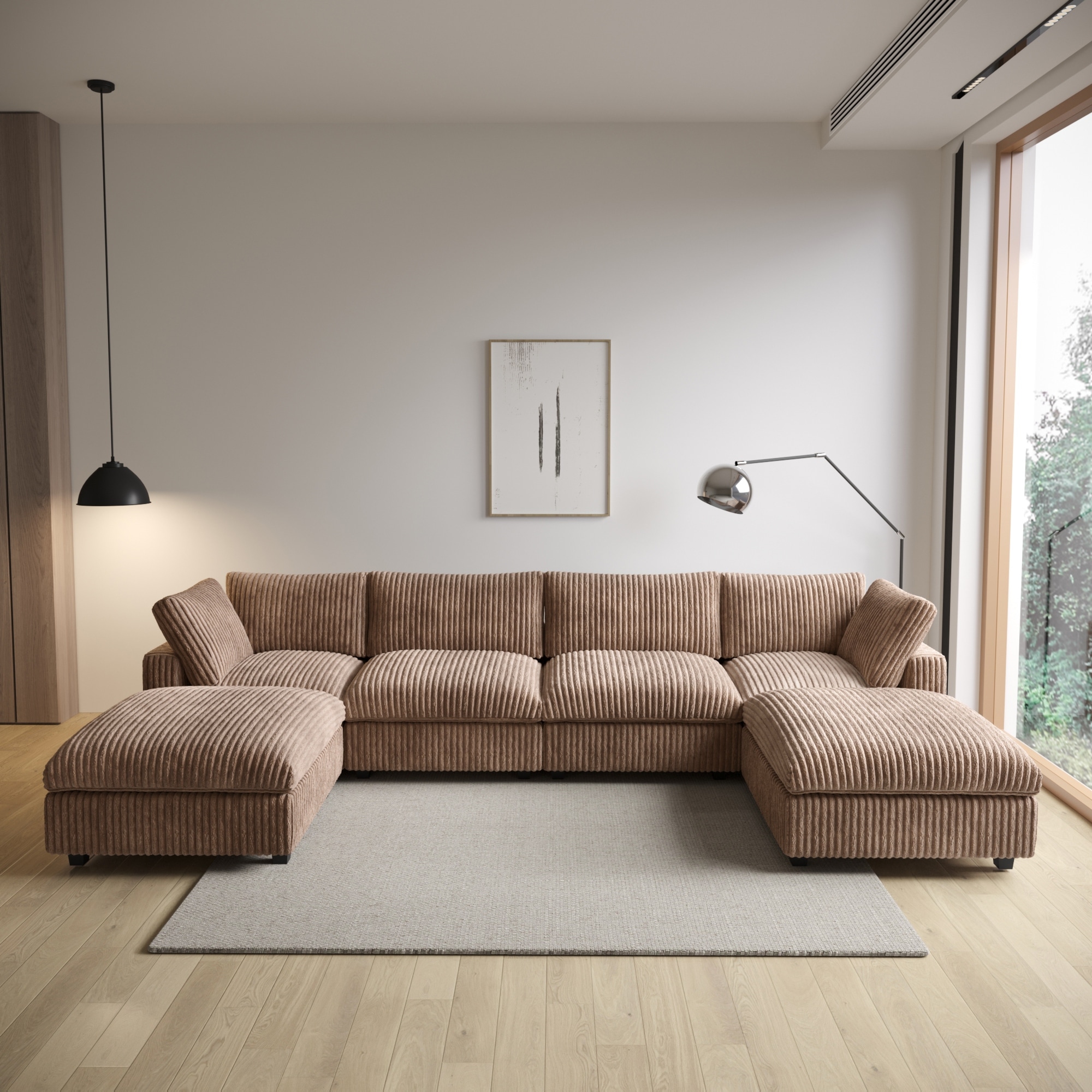 157.48'' 6 Seat Modular Sectional Sofa, Convertible U Shaped Sofa Couch with Chaise Ottoman for Living Room