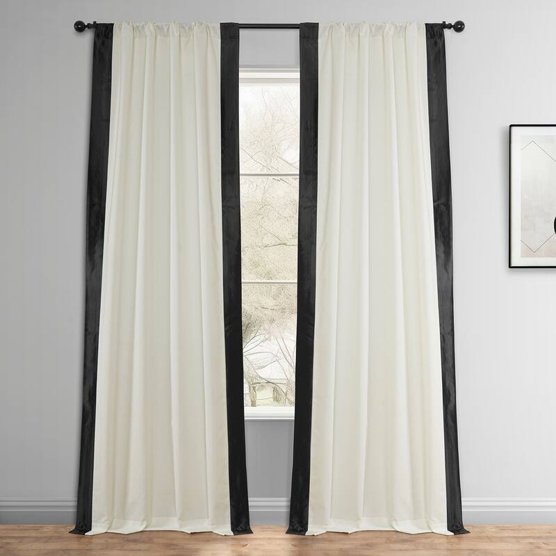 Exclusive Fabrics Fresh Pop Dobby Taffeta Side Bordered Light Filtering Curtains for Bedroom & Living Room Curtains (1 Panel)