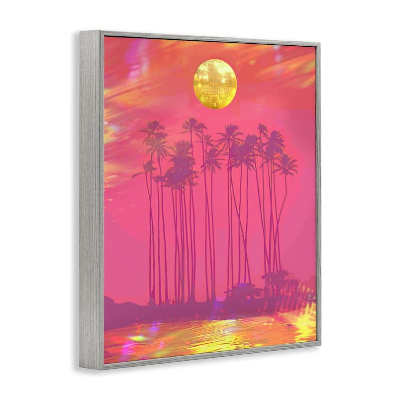 Stupell Disco Over Tropical Palms Framed Giclee Art Design By Lil' Rue