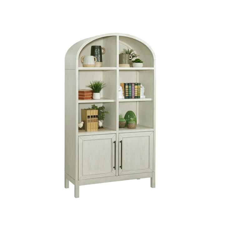 Modern Wood Arched Display Cabinet/Bookcase, Office Shelving, Storage Cabinet, Fully Assembled, White - 40"w x 76"h x 17"d