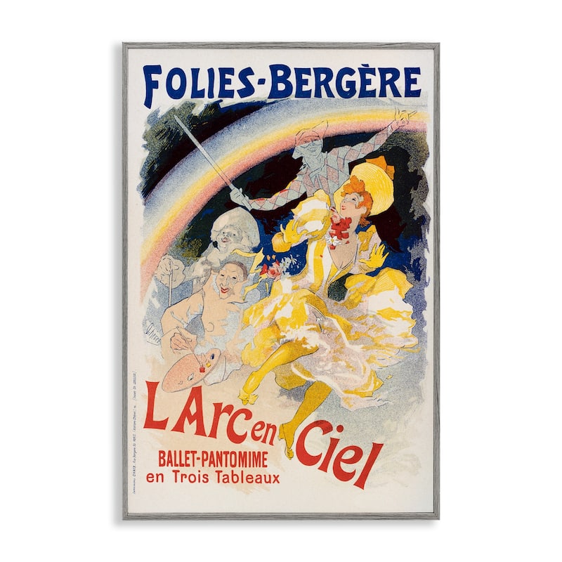 Stupell Vintage Ballet Entertainment Ad Framed Giclee Art Design By Marcus Jules - 12 x 18 - Grey