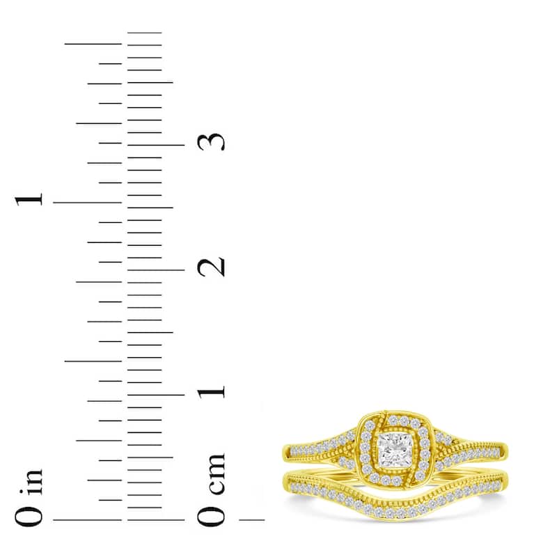 1/3ct TDW Diamond Halo Bridal Set in 10K Gold for Women