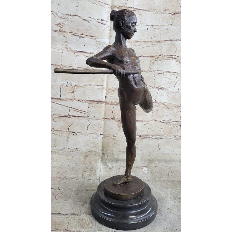 Ballerina Dancer Girl Bronze Statue Sculpture Figure On Marble Base 14 Inches X 8.5 Inches