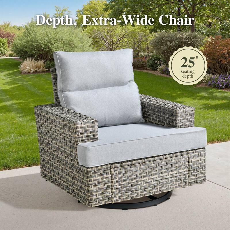 OVIOS 8-Piece T Shaped Seat Swivel Chair Patio Conversation Set