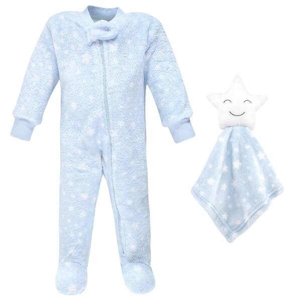 slide 1 of 1, Hudson Baby Infant Boy Flannel Plush Sleep and Play and Security Toy, Boy Star 6-9 Months - Boy Star