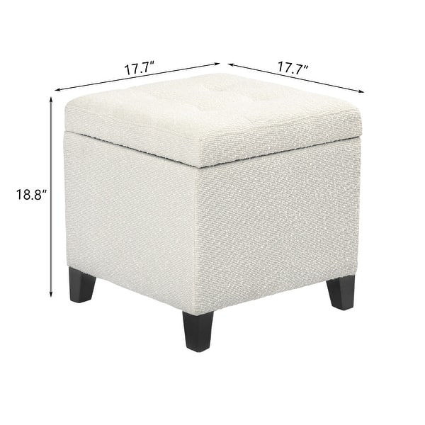 dimension image slide 12 of 15, Adeco Bonded Leather Storage Ottoman Square Tufted Cube Footstool