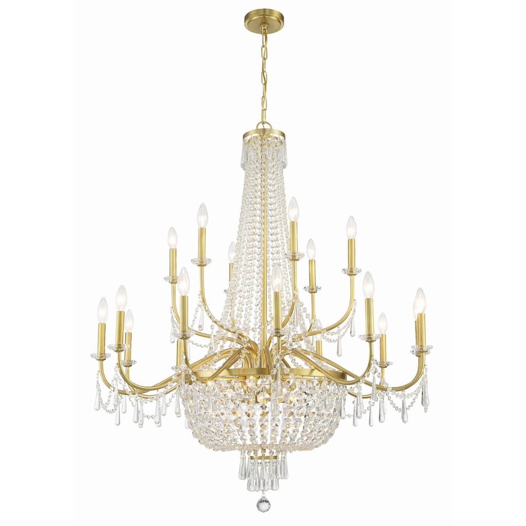 Haywood 22 Light Aged Brass Chandelier - 40"W x 46"H x 40"D