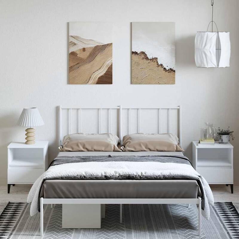 vidaXL Metal Bed Frame with Headboard, No Mattress