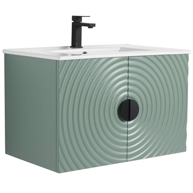 Pellabay Modern Bathroom Vanity with Fluted Circular Doors - Sink Included