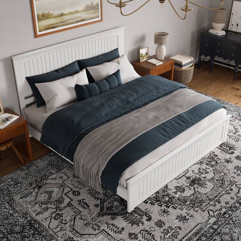 Naples Solid Wood Low Profile Platform Bed with Matching Footboard