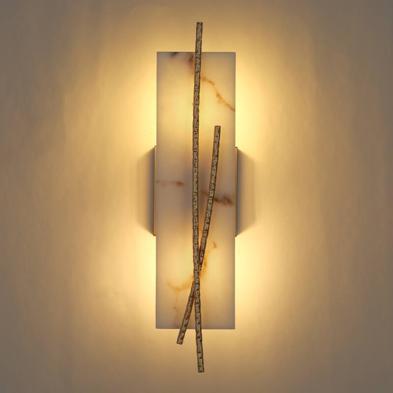 Modern Glam Art Deco Wall Sconce with Imitation Marble shade for bathroom - W3.9 " x H17.1"