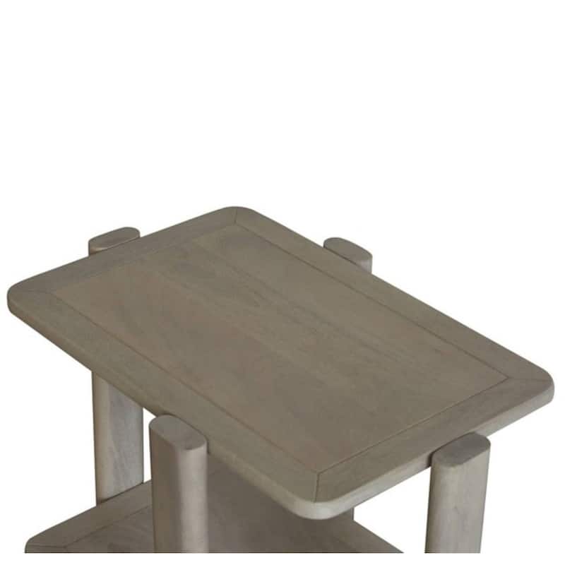 HomeRoots 22" Natural Distressed Solid Wood End Table With Shelf - 26.00 in. x 22.00 in. x 17.00 in.