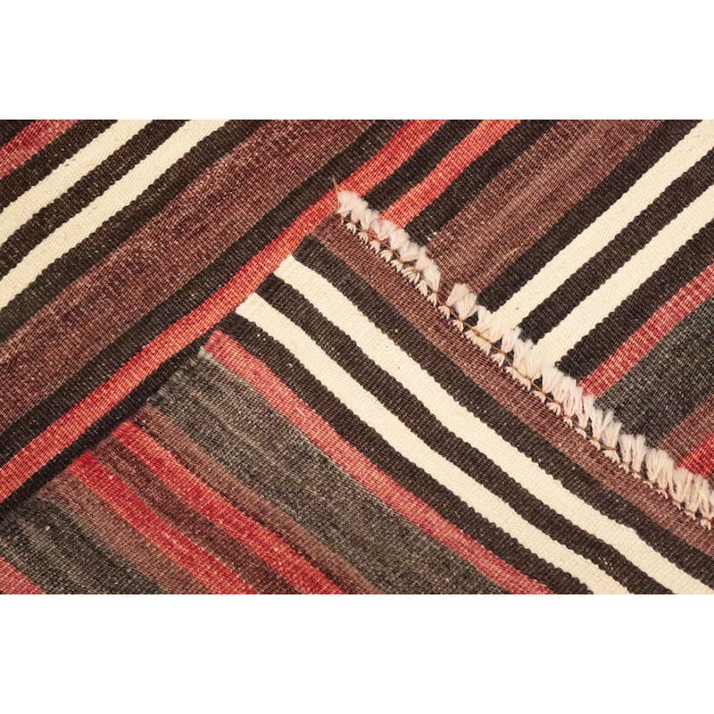 Hand Woven Oriental 100% Wool Carpet Southwestern Geometric Multi-Colored Kilim Area Rug - 10' 0'' X 4' 9''