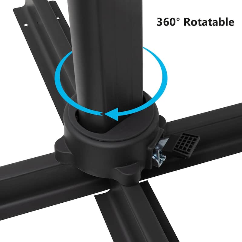 11 FT Cantilever Patio Umbrella, Round Outdoor Offset Umbrella with 360° Rotation & Tilt Adjustment without Base