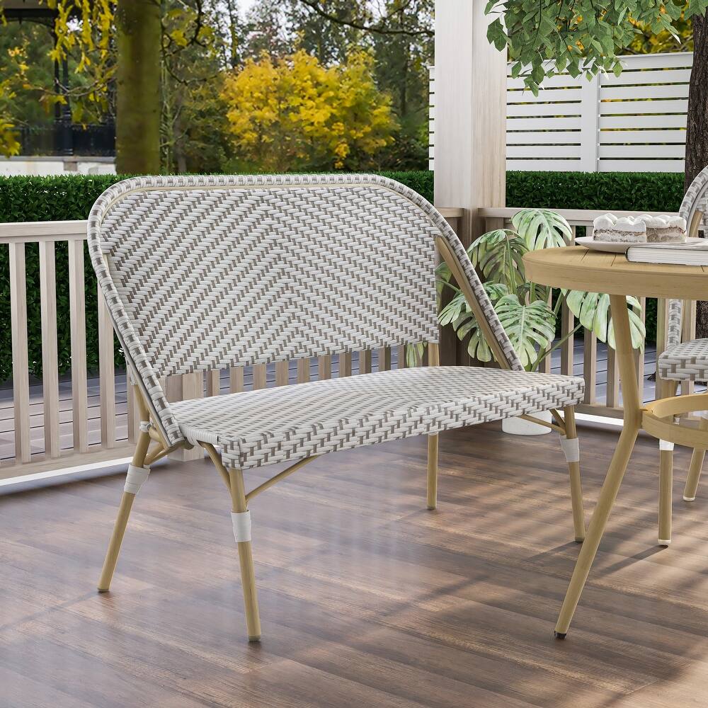 Ariel Beach Natural Tone Aluminum Patio Bench by Furniture of America