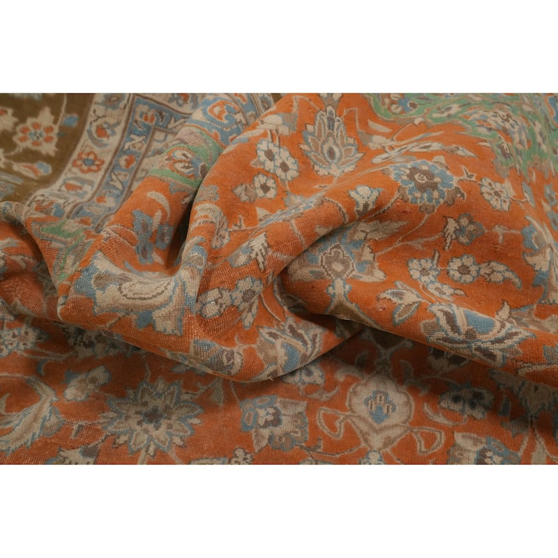 Hand Knotted Oriental 100% Wool Carpet Traditional Floral Oranges & Rust Najafabad Area Rug - 13' 7'' X 9' 6''