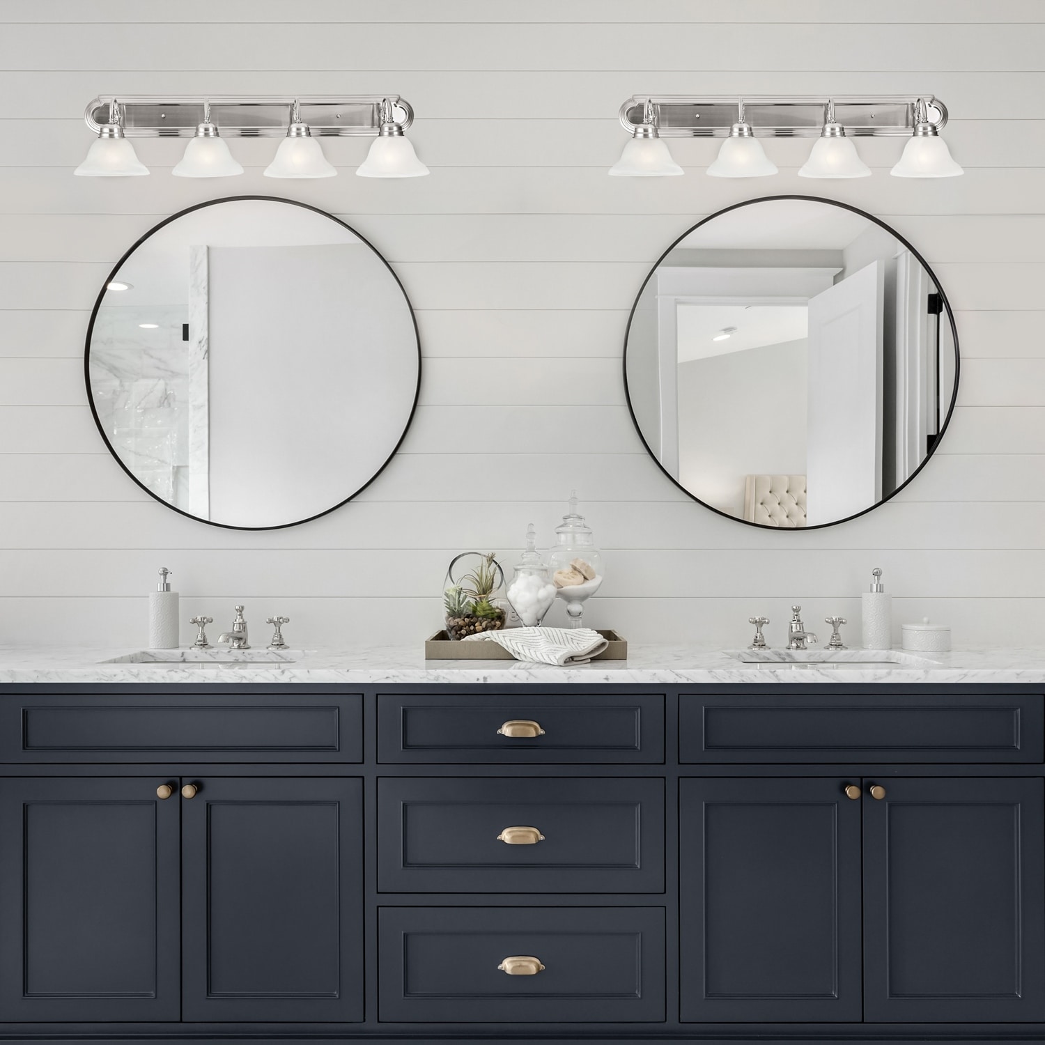 Millbridge Traditional 4-Light Indoor Dimmable Bathroom Vanity Light - Satin Nickel