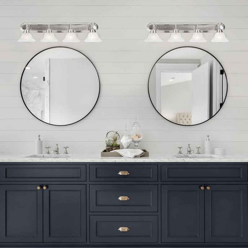 Millbridge Traditional 4-Light Indoor Dimmable Bathroom Vanity Light - Satin Nickel - Satin Nickel