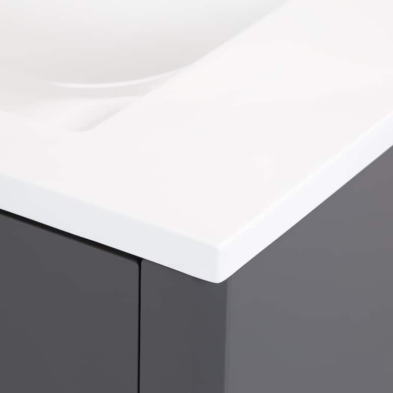 Spring Mill Cabinets Salil 60" Double-Sink Vanity With 2 Cabinets, 3 Drawers, and White Sink Top