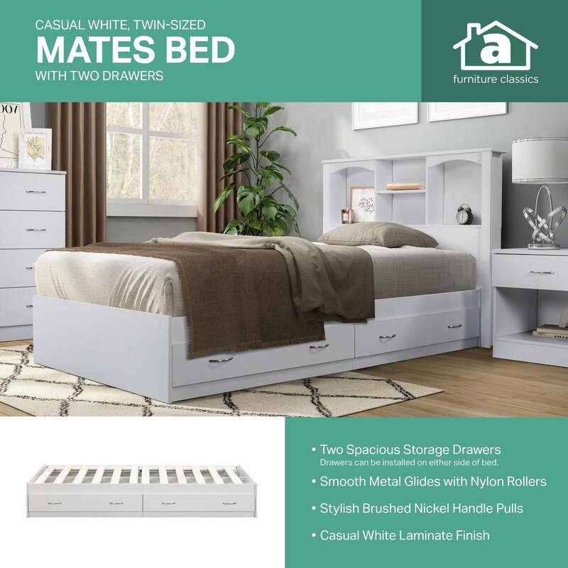 Twin Bed with Drawers - White Bedroom Furniture