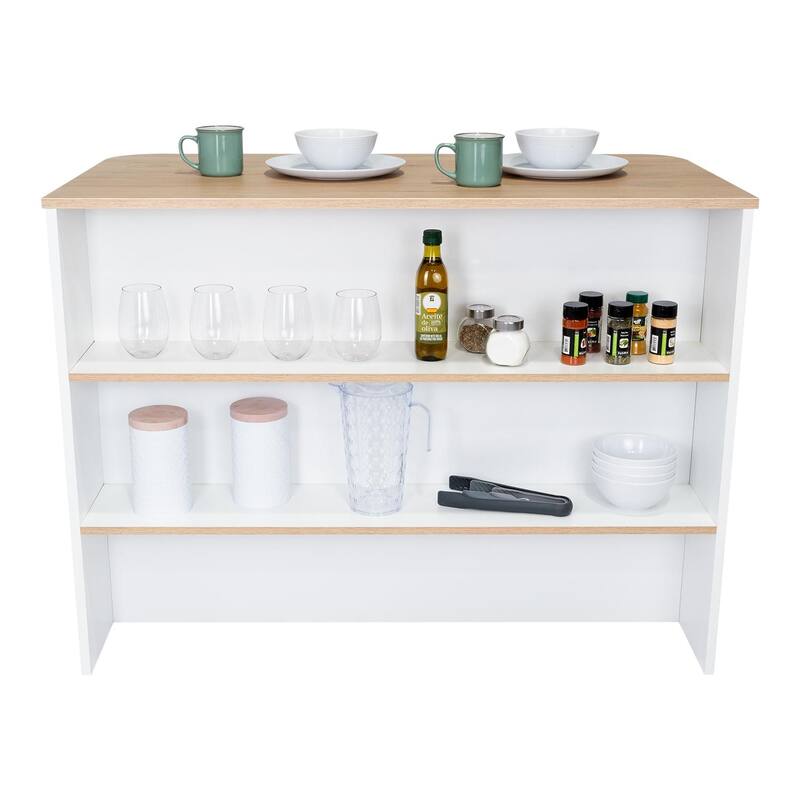 Kitchen Bar for Kitchen, Dining Room,Living Room, White / Light Pine