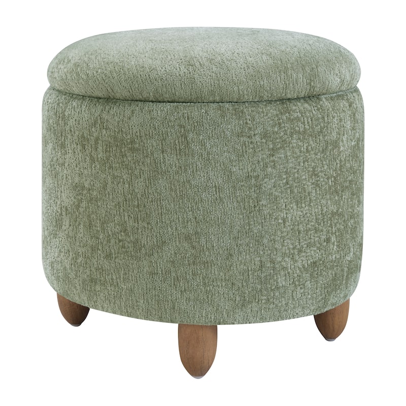 Lyra Storage Ottoman with Medium Oak Legs - Spring Green