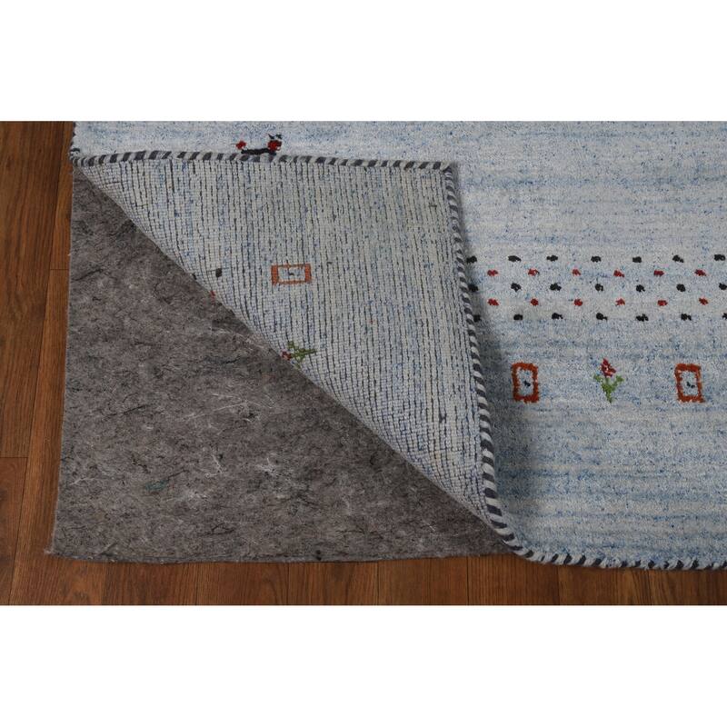 Gabbeh Indian Area Rug Handmade Tribal Blue Wool Carpet - 5'1" x 7'10"