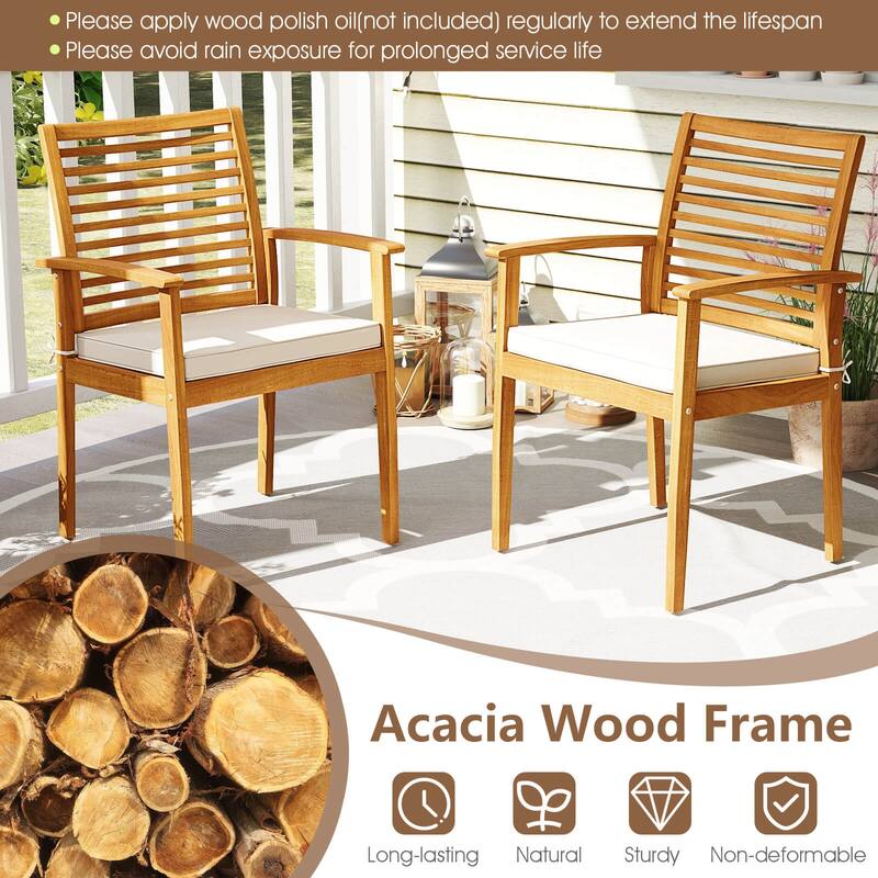 Costway Patio Dining Chairs Set of 2with Removable Padded Cushion