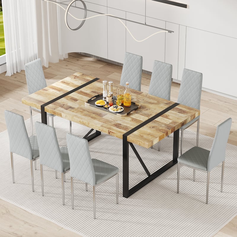 8-Piece Set Dining Chairs, Mid-Back Conference Chairs, 45D High-Density Resilient Sponge Cushion