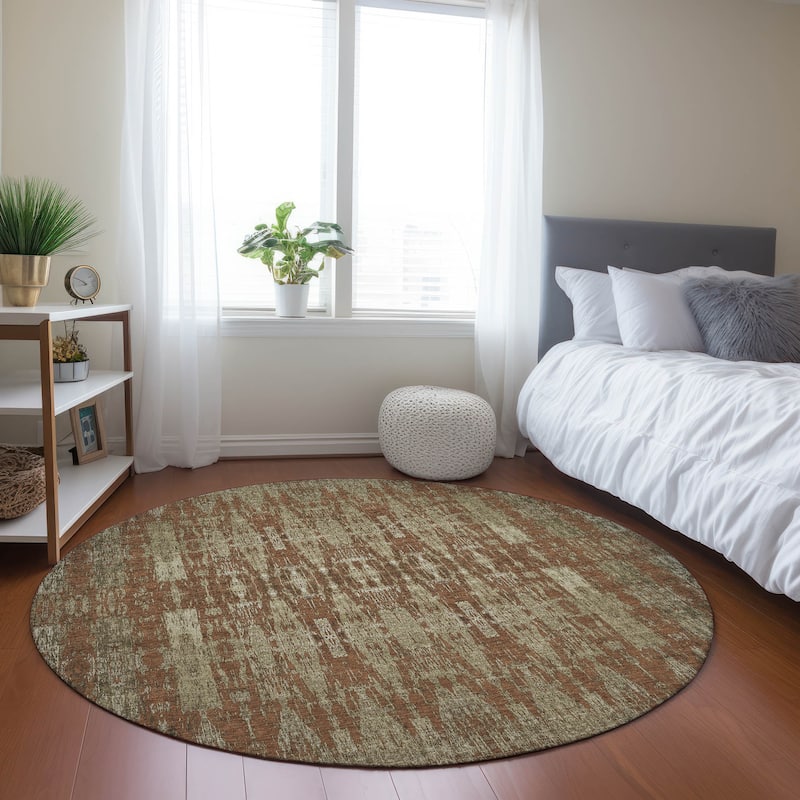 Machine Washable Indoor/ Outdoor Chantille Moroccan Boho Rug - Paprika - 8' x 8'