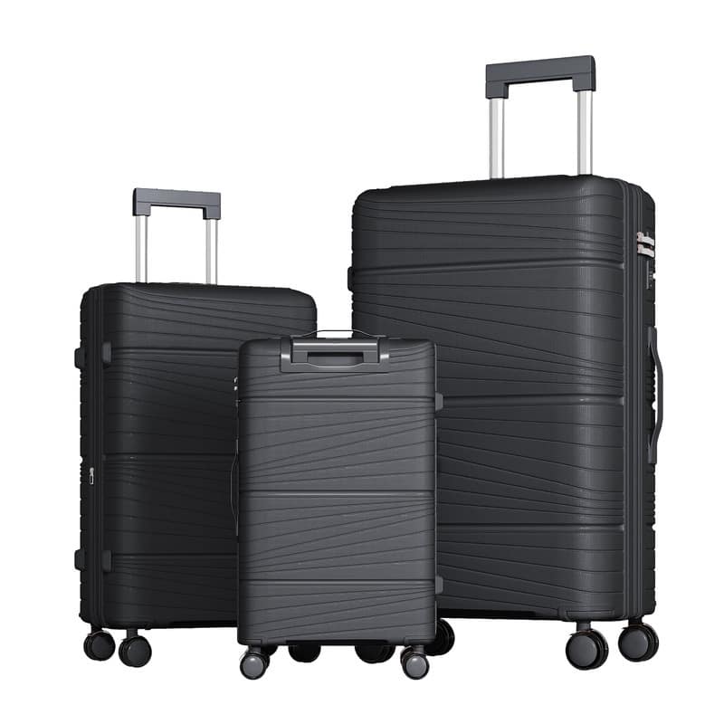 Mixoy Light weight Luggage with Spinner Wheels & YKK Zipper, 3-Piece Suitcase ABS Hardside Luggage Set with TSA Lock - Black